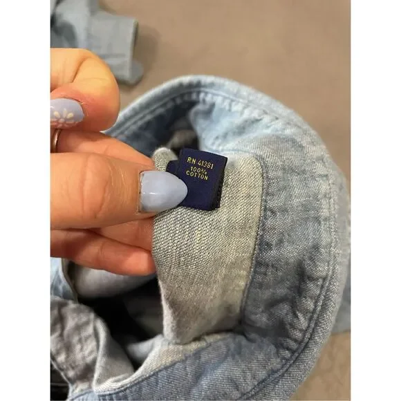 Feelin Groovy Upcycled Button Down Denim Top XL Cowboys Country Music - Picture 7 of 9